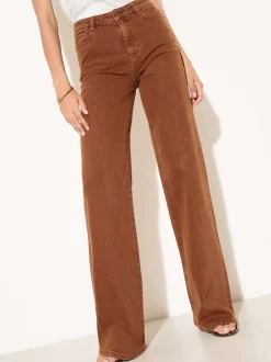 TABAKBRUIN - Friends Like These X Lucy Mecklenburgh alledaagse jeans met wijde pijpen