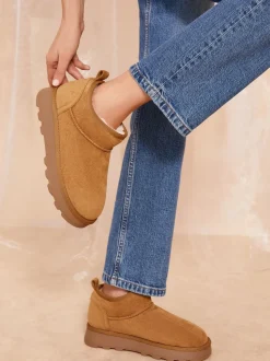 Tan Natural - Friends Like These Cosy Faux Fur Lined Ankle Suede Boots