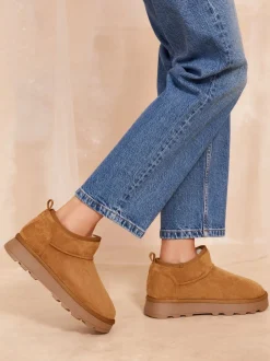 Tan Natural - Friends Like These Cosy Faux Fur Lined Ankle Suede Boots