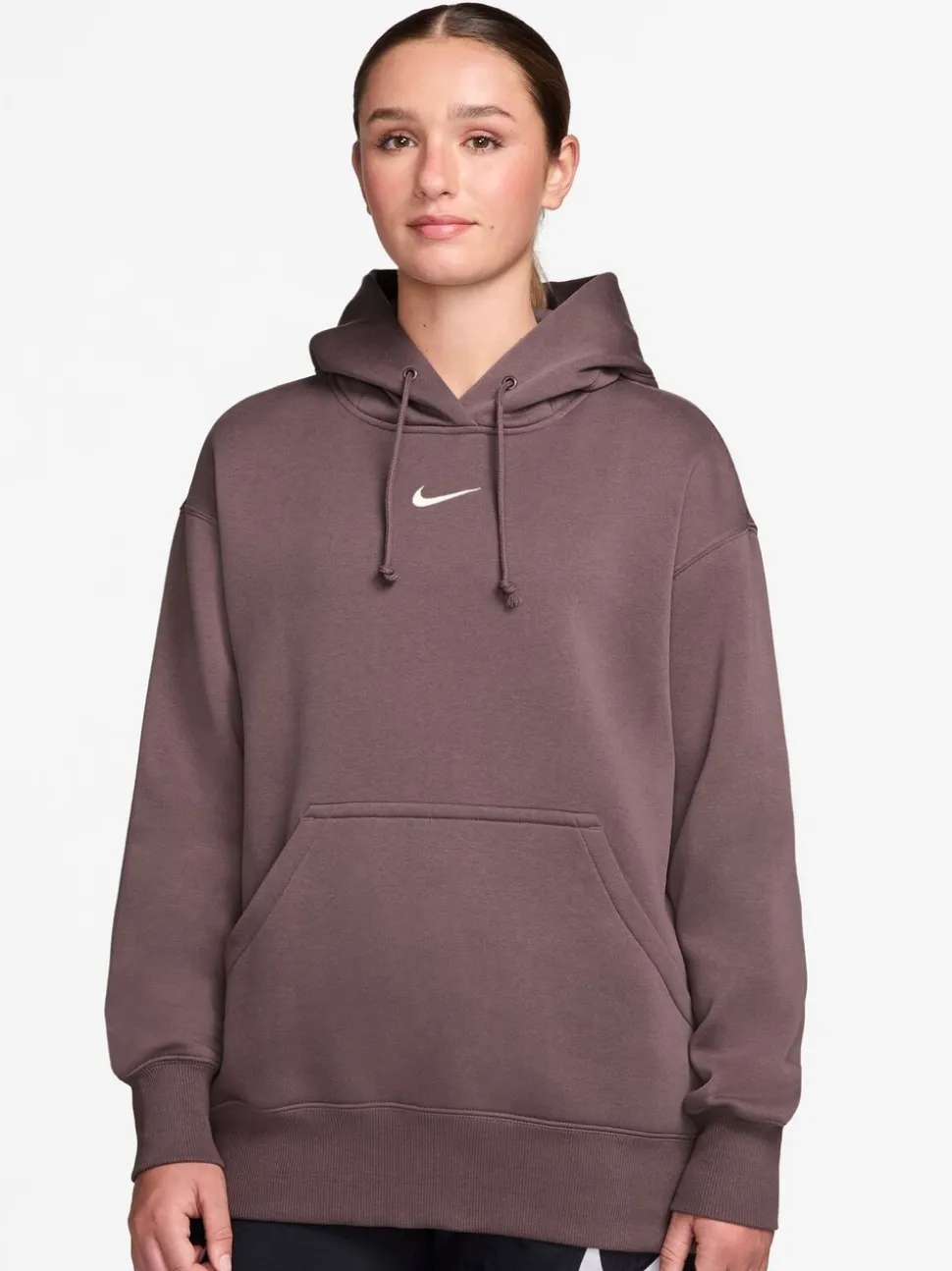 Tattoo Bruin - Nike oversized mini sportkleding Phoenix fleece swoosh pullover met hoodie