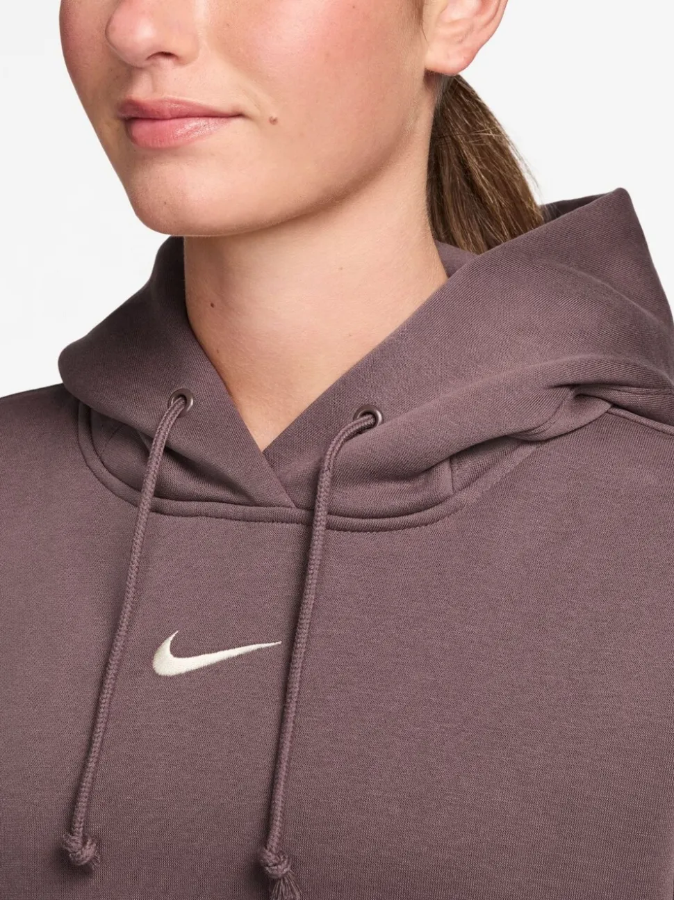 Tattoo Bruin - Nike oversized mini sportkleding Phoenix fleece swoosh pullover met hoodie