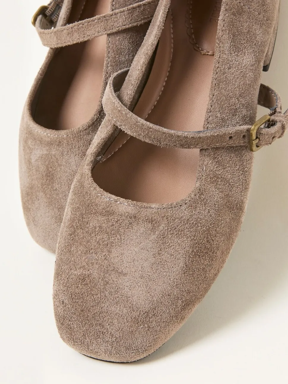 Taupe - FatFace Suede Mary Jane Flat