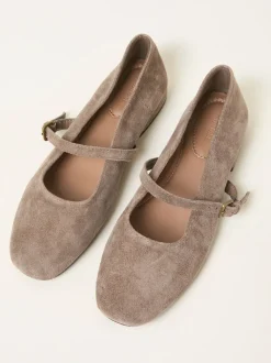 Taupe - FatFace Suede Mary Jane Flat