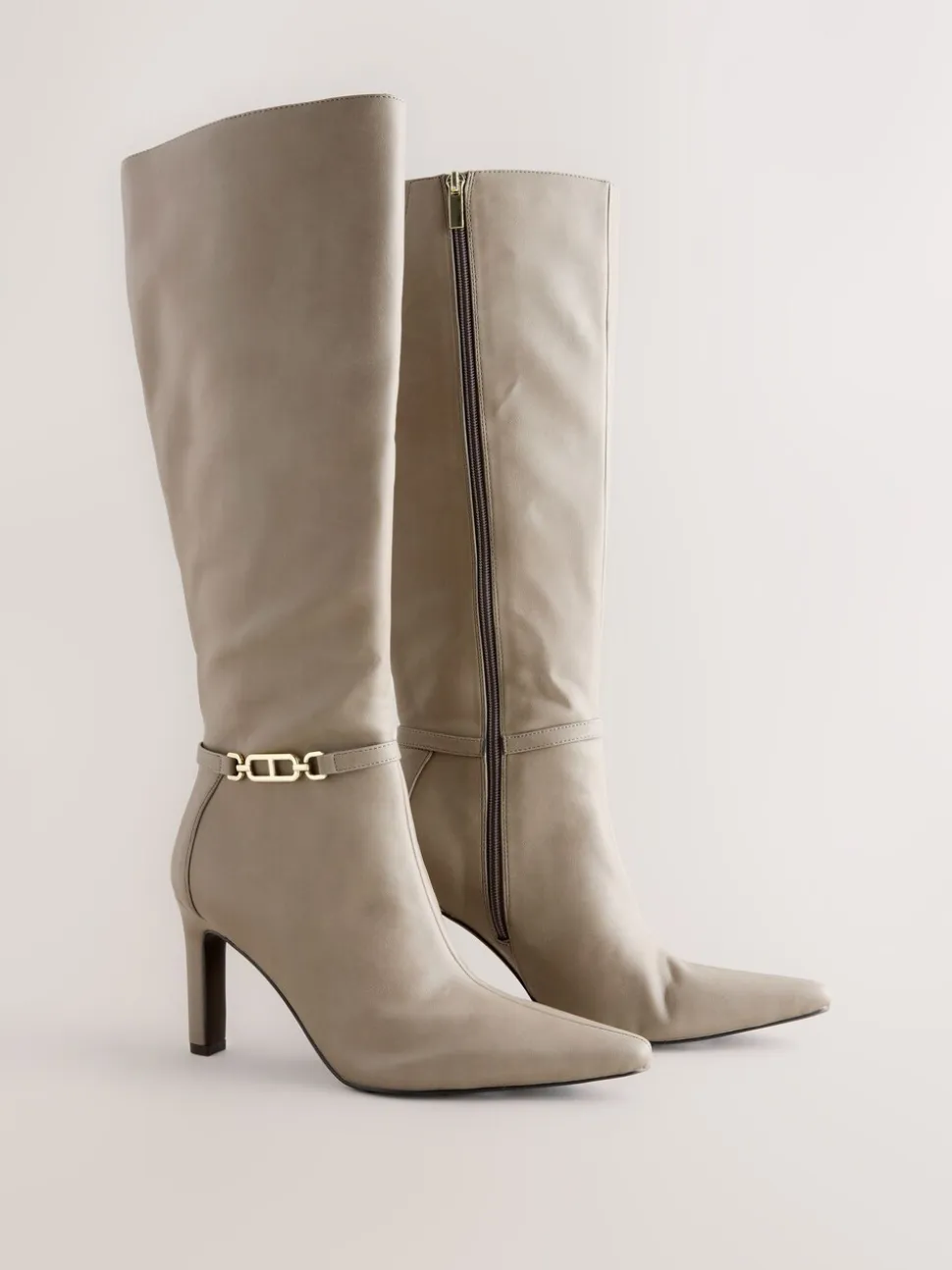 Taupe - Forever Comfort® - Kniehoge laarzen met hak en hardware