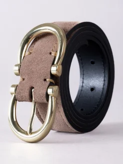 Taupe - Lakeland Leather Bowness Suède Riem met Dubbele Gesp