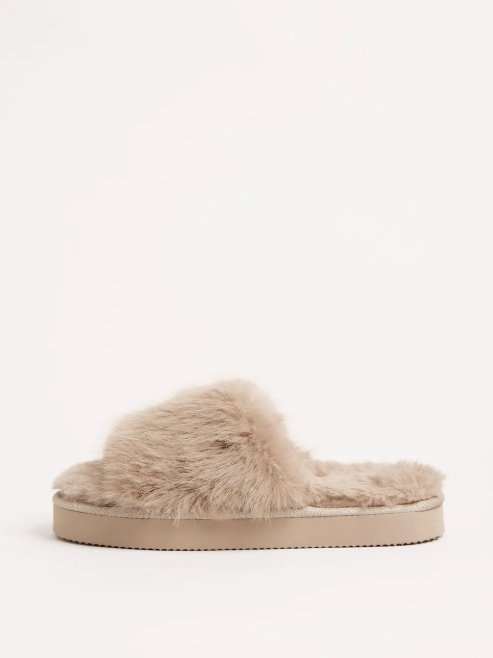 Taupe - Lipsy pantoffels van imitatiebont met plateauzool voor nachtkleding