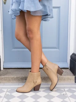 Taupe - Novo Wide Fit Juliette Hardware Heeled Ankle Boots