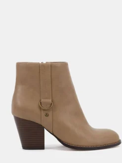 Taupe - Novo Wide Fit Juliette Hardware Heeled Ankle Boots