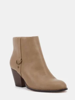 Taupe - Novo Wide Fit Juliette Hardware Heeled Ankle Boots