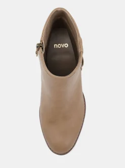 Taupe - Novo Wide Fit Juliette Hardware Heeled Ankle Boots