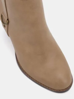 Taupe - Novo Wide Fit Juliette Hardware Heeled Ankle Boots