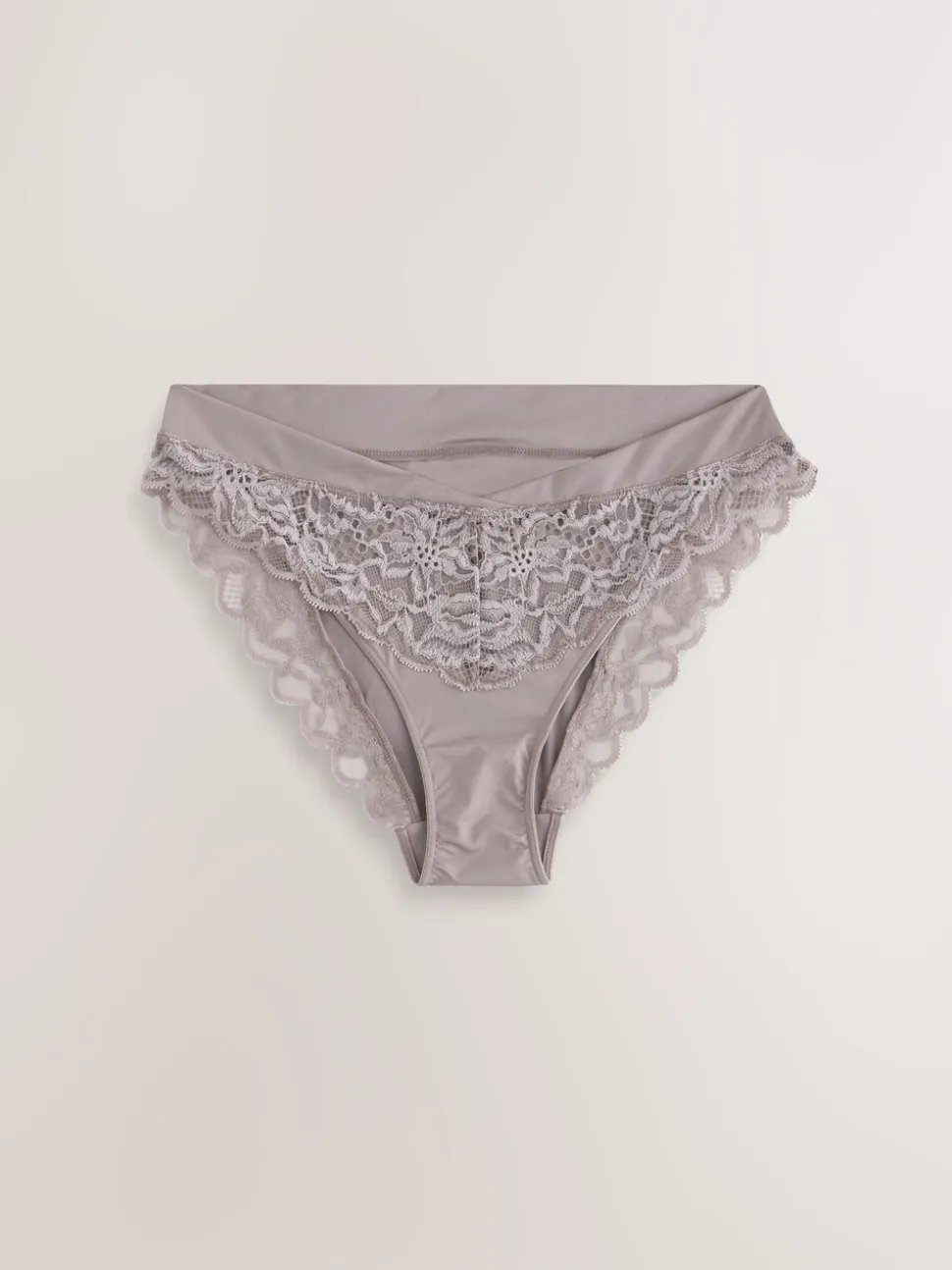 Taupe - Ultiem comfort slip met hoge beenuitsnijding en kanten achterkant