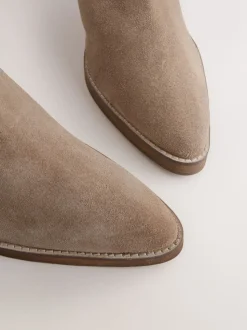 Taupe Brown Suede - Forever Comfort® Slouchy Knee High Block Heeled Boots