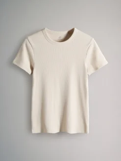 Taupe Brown/Light Brown/Blue/Light Blue/Cream - The Set 5 Pack Korte Mouw Geribd T-shirt