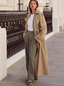 Taupe bruin - N. Premium Wide Leg Tailored Jersey Trousers