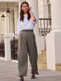 Taupe bruin - N. Premium Wide Leg Tailored Jersey Trousers