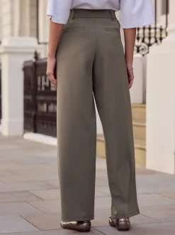 Taupe bruin - N. Premium Wide Leg Tailored Jersey Trousers