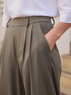 Taupe bruin - N. Premium Wide Leg Tailored Jersey Trousers
