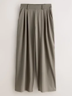 Taupe bruin - N. Premium Wide Leg Tailored Jersey Trousers