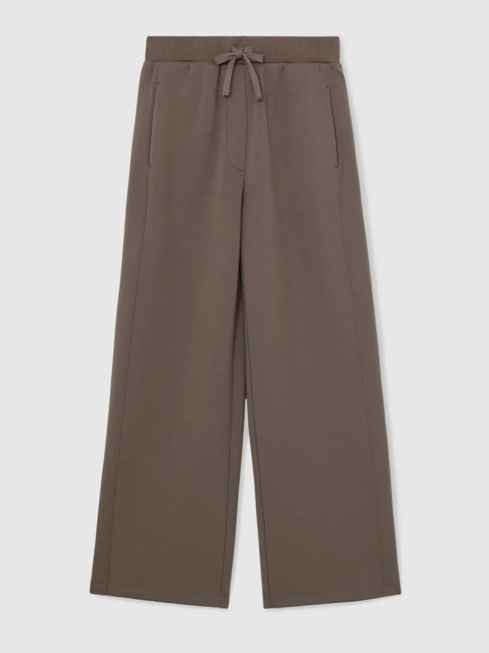 Taupe bruin - Reiss Laney Premium Interlock Wide-Leg Joggers