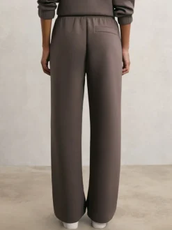 Taupe bruin - Reiss Laney Premium Interlock Wide-Leg Joggers