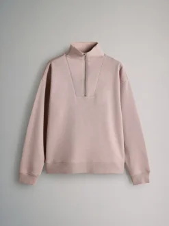 Taupe bruin - The Set Half Zip Funnel Neck Sweatshirt and Wide Leg Jogger Set