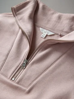Taupe bruin - The Set Half Zip Funnel Neck Sweatshirt and Wide Leg Jogger Set