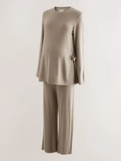 Taupe bruin - Zwangerschap Sweatshirt en Joggingbroeken Set