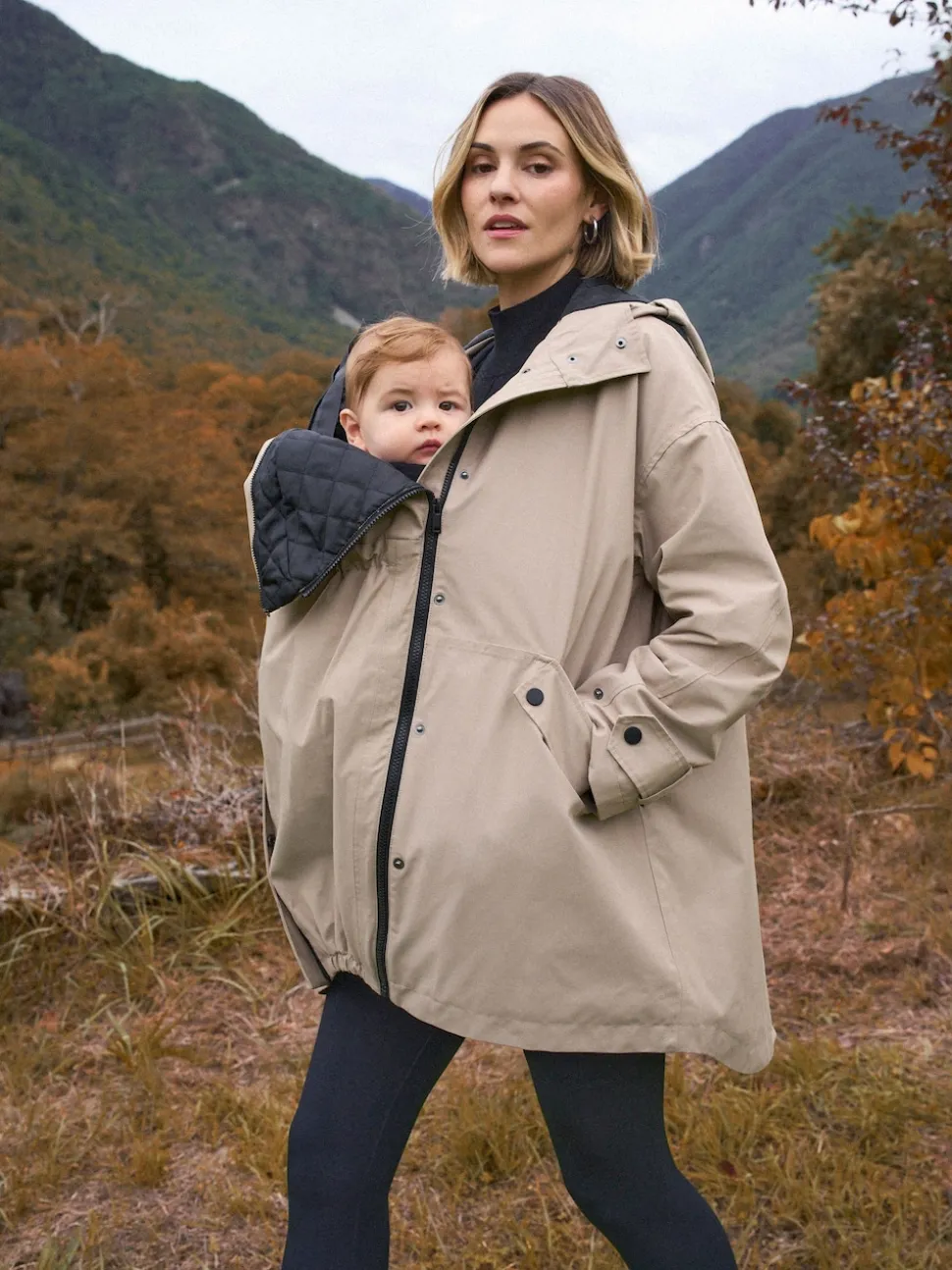Taupe-grijs - Seraphine 3-In-1 Maternity & Babywearing Raincoat