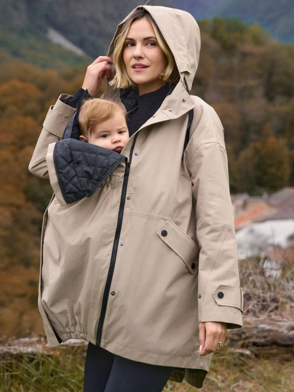Taupe-grijs - Seraphine 3-In-1 Maternity & Babywearing Raincoat