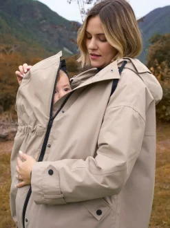 Taupe-grijs - Seraphine 3-In-1 Maternity & Babywearing Raincoat