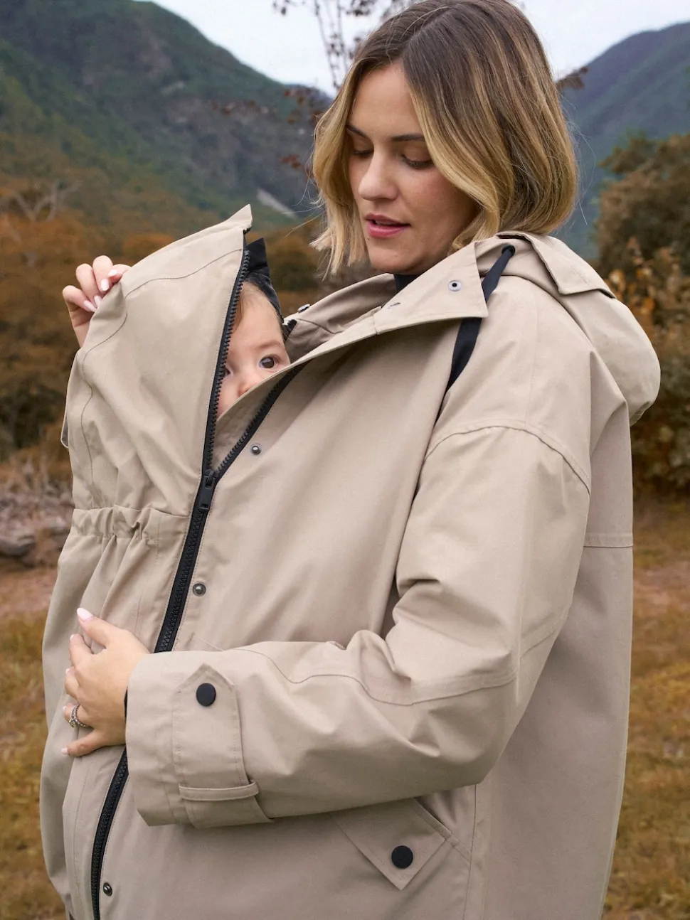 Taupe-grijs - Seraphine 3-In-1 Maternity & Babywearing Raincoat