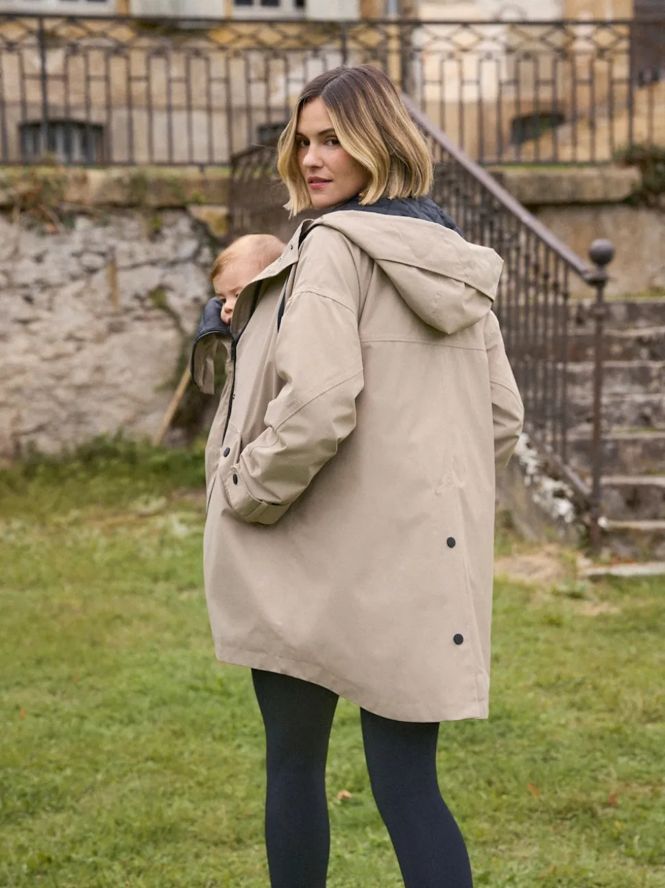 Taupe-grijs - Seraphine 3-In-1 Maternity & Babywearing Raincoat