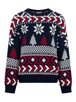 The Little Tailor Blauwe Kerstmis Multicolour Fairisle Katoenen Trui