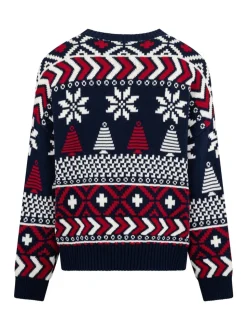 The Little Tailor Blauwe Kerstmis Multicolour Fairisle Katoenen Trui