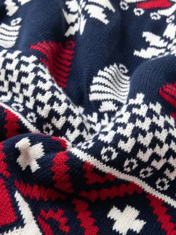 The Little Tailor Blauwe Kerstmis Multicolour Fairisle Katoenen Trui