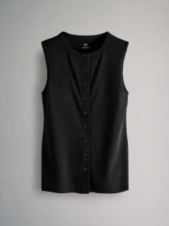 The Set 3 Pack Button Through Ribbed Vests
