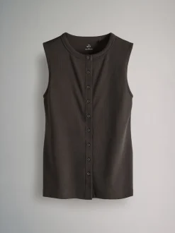 The Set 3 Pack Button Through Ribbed Vests