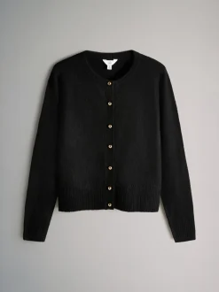 The Set 2 Pack Gold Button Knitted Cardigans With Wool