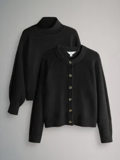The Set 2 Pack High Neck Jumper/Cardigan