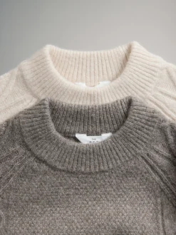 The Set 2 Pack Knitted Cable Jumpers With Wool