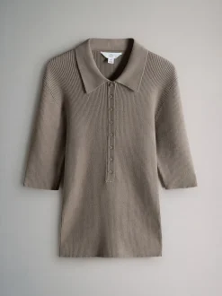 The Set 3 Pack Knitted Ribbed Polo Tops