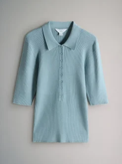 The Set 3 Pack Knitted Ribbed Polo Tops
