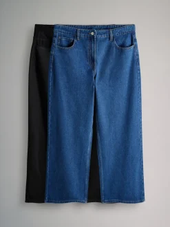 The Set 2 Pack Low Rise Wide Leg Denim Jeans