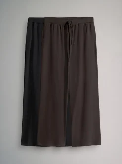 The Set 2 Pack Ribbed Jersey Wide Leg Trouser