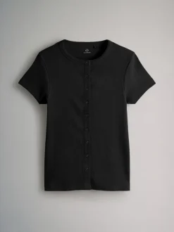 The Set 3 Pack Short Sleeve Button Through Rib T-Shirts