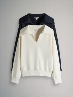 The Set 2 Pack Trophy Neck Long Sleeve Sweat Tops