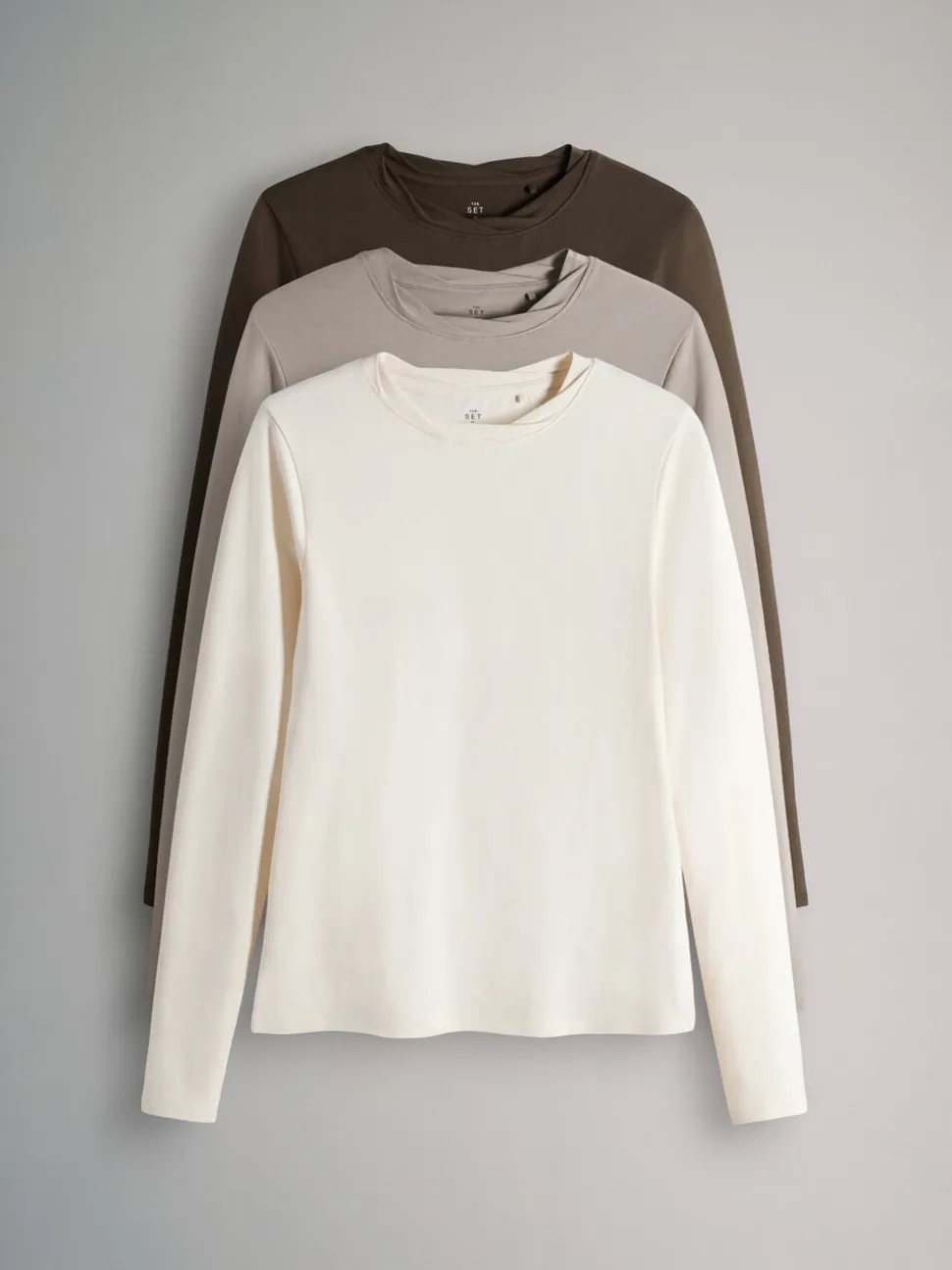 The Set 3 Pack Twist Neck Long Sleeve T-Shirts