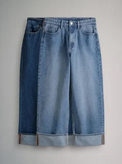 The Set 2 Pack wijde pijpen jeans met omgeslagen zoom