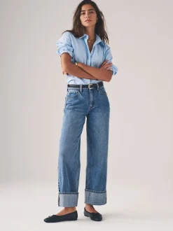 The Set 2 Pack wijde pijpen jeans met omgeslagen zoom